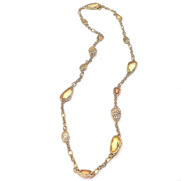 CHICO's Citrine Gemstone Statement Layered Convertible Necklace in Gold - Picture 3 of 6